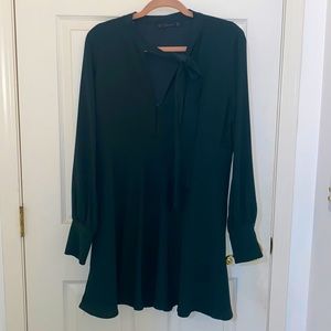 Zara Trafaluc Emerald Green Fit & Flare Dress - sz Large